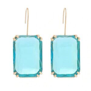 Anthropologie Aquamarine Blue and gold vintage inspired drop earrings